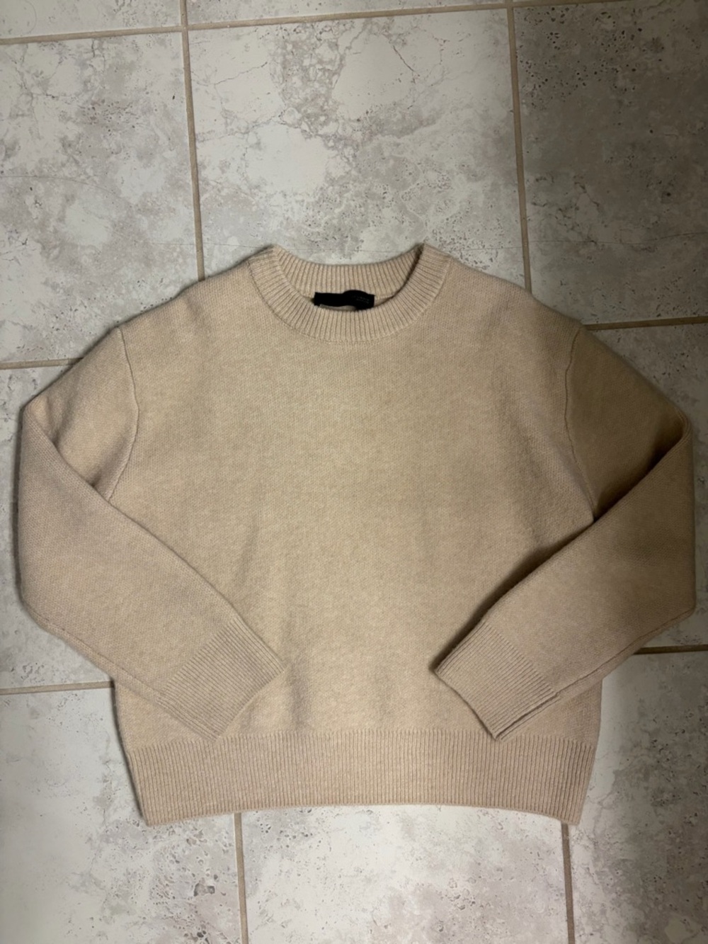 Zara | Neutral Wool Blend Crewneck Sweater in Cream | Sz XS (Fits like a S/M)